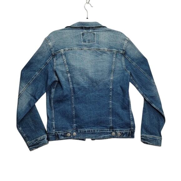 American Eagle Outfitters Mens Trucker Jacket Dark Blue Wash Denim Size Small - Picture 2 of 11